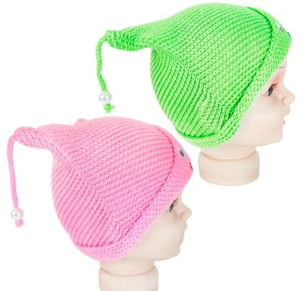 Neska Moda Pack of 2 Face Designed Baby Boys & Baby Girls Winter Woolen Cap - 2-3 Years, Wool, Pack of2